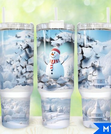 Christmas Snowman Custom Stanley Quencher 40Oz Stainless Steel Tumbler With Handle