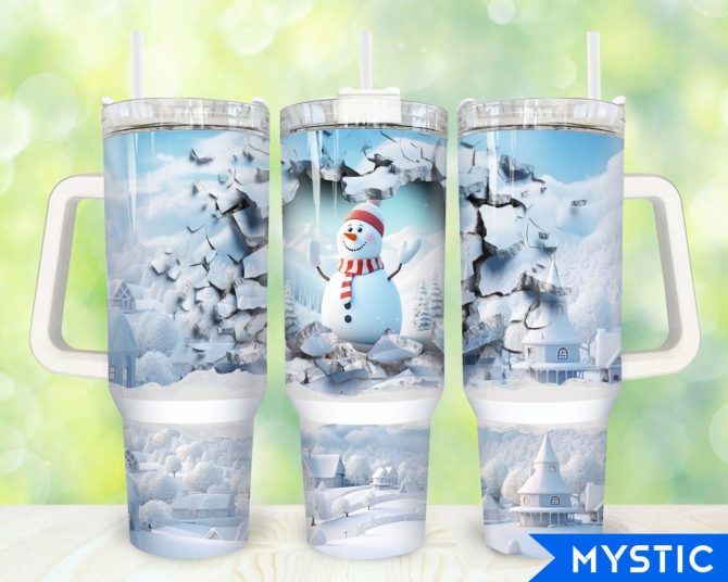 Christmas Snowman Custom Stanley Quencher 40Oz Stainless Steel Tumbler With Handle
