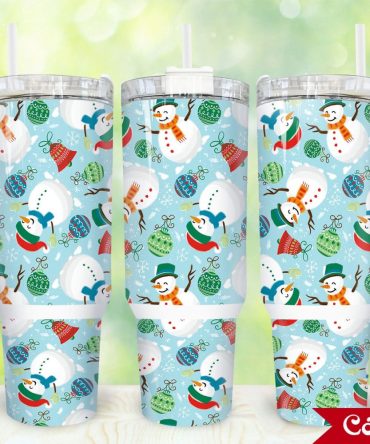 Christmas Snowman Custom Stanley Quencher 40Oz Stainless Steel Tumbler With Handle