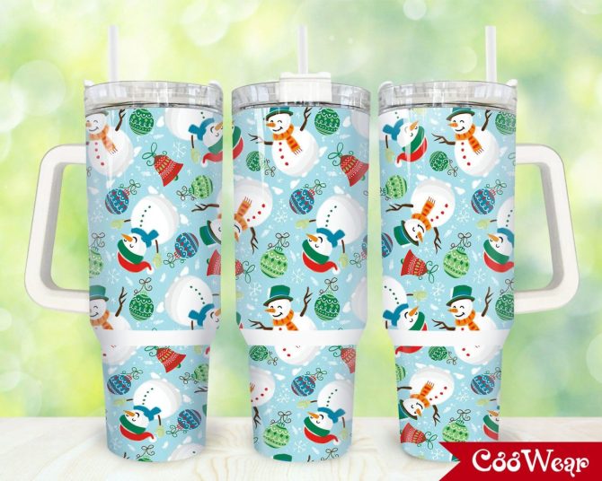 Christmas Snowman Custom Stanley Quencher 40Oz Stainless Steel Tumbler With Handle