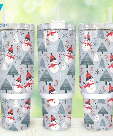 Christmas Snowman Custom Stanley Quencher 40Oz Stainless Steel Tumbler With Handle