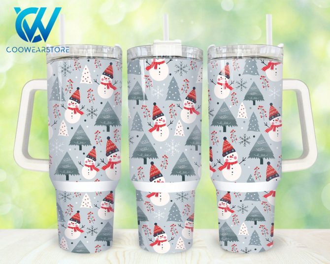 Christmas Snowman Custom Stanley Quencher 40Oz Stainless Steel Tumbler With Handle