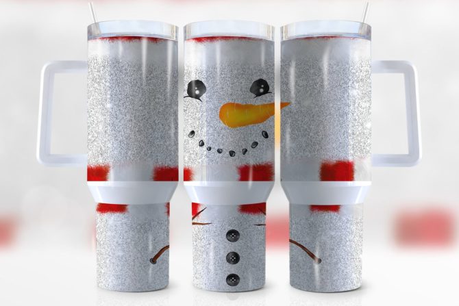 Christmas Snowman Custom Stanley Quencher 40Oz Stainless Steel Tumbler With Handle