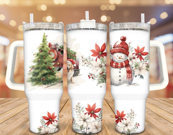 Christmas Snowman Custom Stanley Quencher 40Oz Stainless Steel Tumbler With Handle