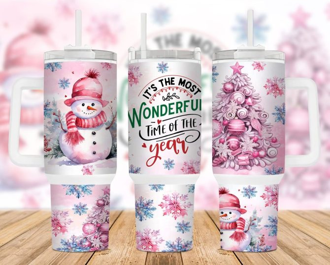 Christmas Snowman Custom Stanley Quencher 40Oz Stainless Steel Tumbler With Handle