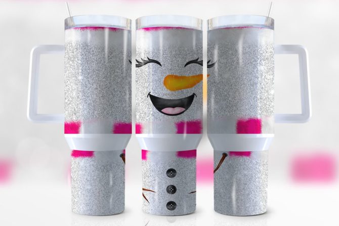 Christmas Snowman Custom Stanley Quencher 40Oz Stainless Steel Tumbler With Handle
