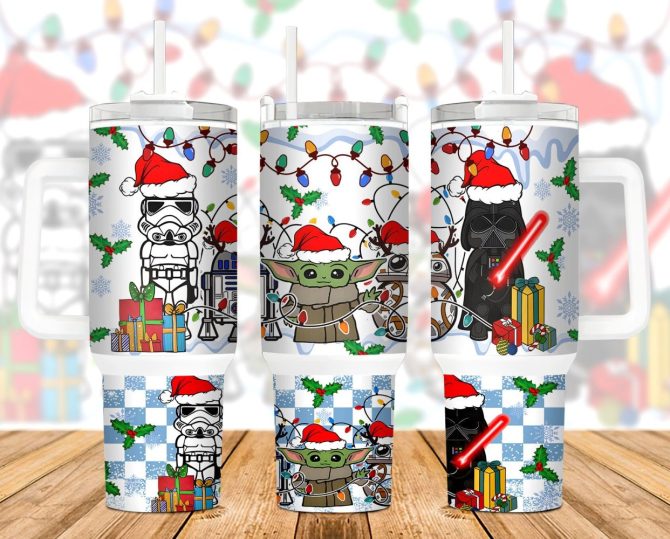 Christmas Star Wars Movies Custom Stanley Quencher 40Oz Stainless Steel Tumbler With Handle
