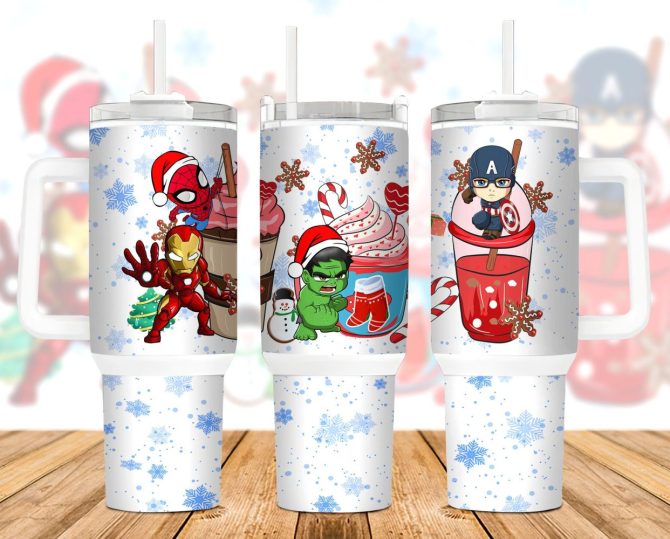 Christmas Superheroes Marvel Movies Custom Stanley Quencher 40Oz Stainless Steel Tumbler With Handle