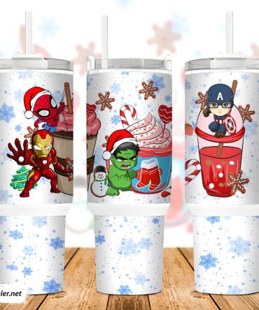 Christmas Superheroes Marvel Movies Custom Stanley Quencher 40Oz Stainless Steel Tumbler With Handle