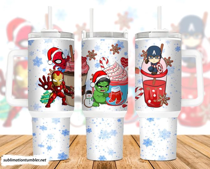 Christmas Superheroes Marvel Movies Custom Stanley Quencher 40Oz Stainless Steel Tumbler With Handle