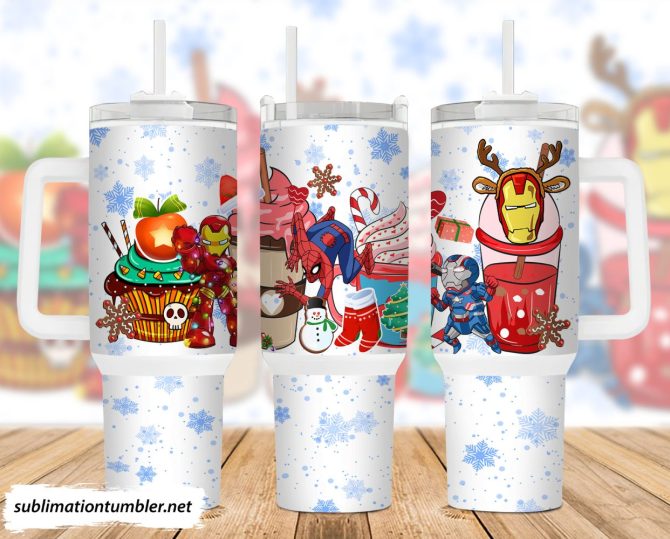 Christmas Superheroes Marvel Movies Custom Stanley Quencher 40Oz Stainless Steel Tumbler With Handle