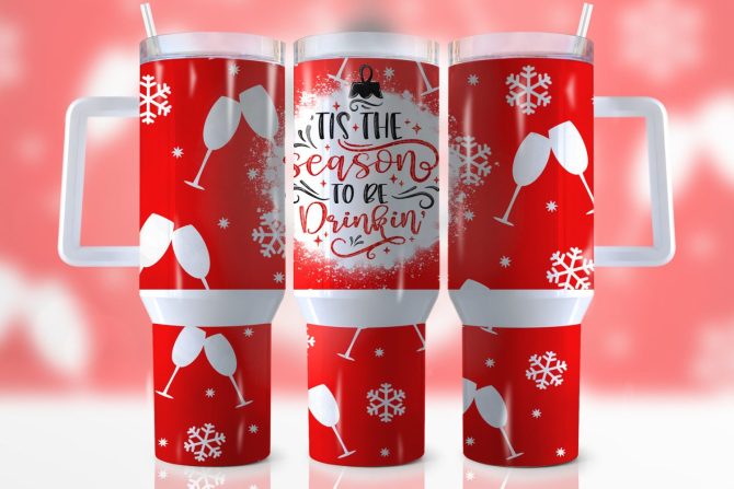 Christmas Tis The Season Custom Stanley Quencher 40Oz Stainless Steel Tumbler With Handle