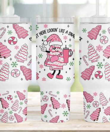 Christmas Tree Cake Custom Stanley Quencher 40Oz Stainless Steel Tumbler With Handle