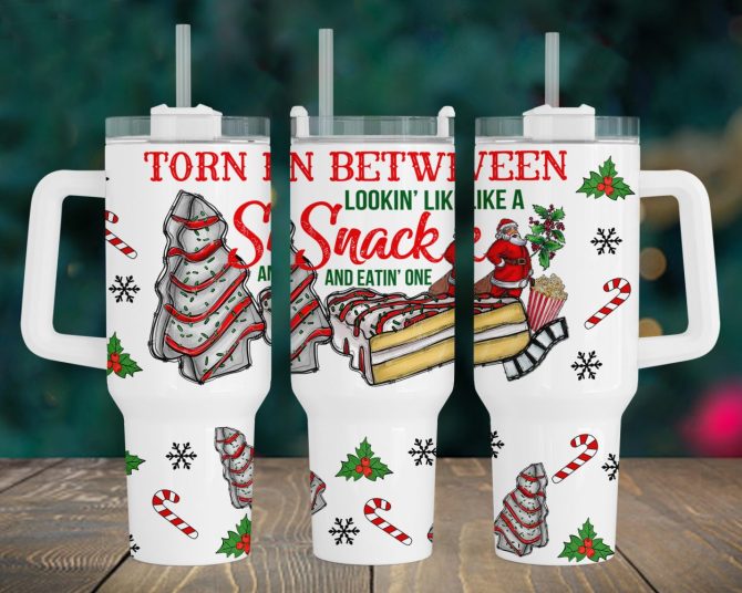 Christmas Tree Cake Funny Quote Custom Stanley Quencher 40Oz Stainless Steel Tumbler With Handle