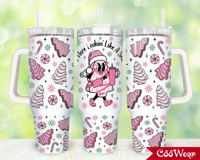 Christmas Tree Cakes Custom Stanley Quencher 40Oz Stainless Steel Tumbler With Handle