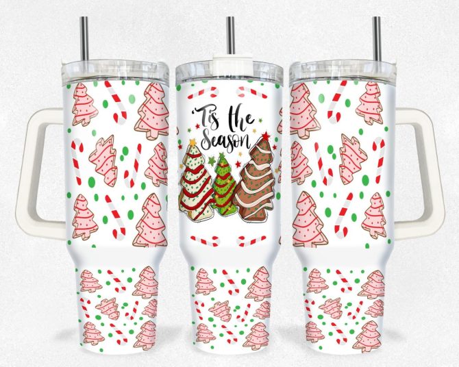 Christmas Tree Cakes Custom Stanley Quencher 40Oz Stainless Steel Tumbler With Handle