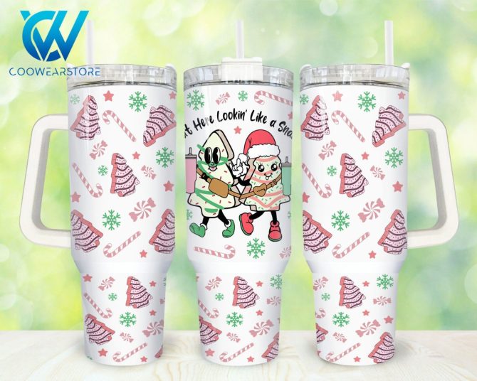 Christmas Tree Cakes Custom Stanley Quencher 40Oz Stainless Steel Tumbler With Handle