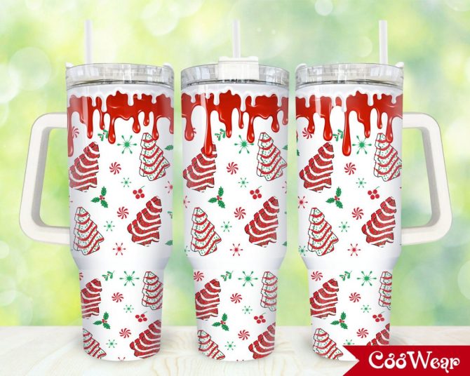 Christmas Tree Cakes Custom Stanley Quencher 40Oz Stainless Steel Tumbler With Handle