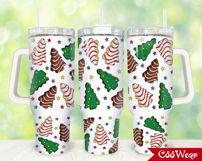 Christmas Tree Cakes Custom Stanley Quencher 40Oz Stainless Steel Tumbler With Handle