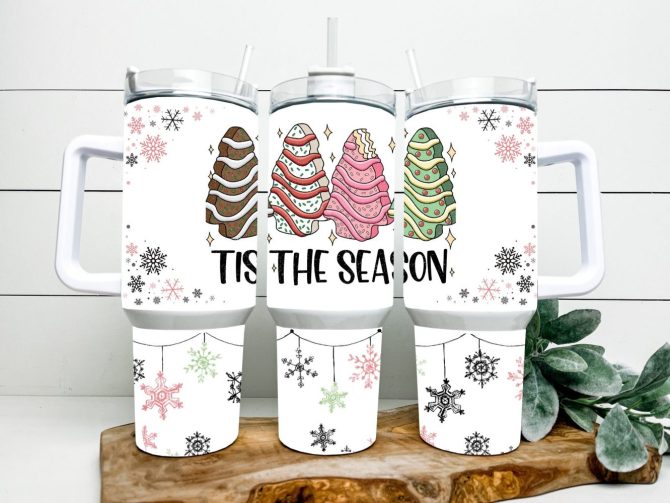 Christmas Tree Cakes Custom Stanley Quencher 40Oz Stainless Steel Tumbler With Handle