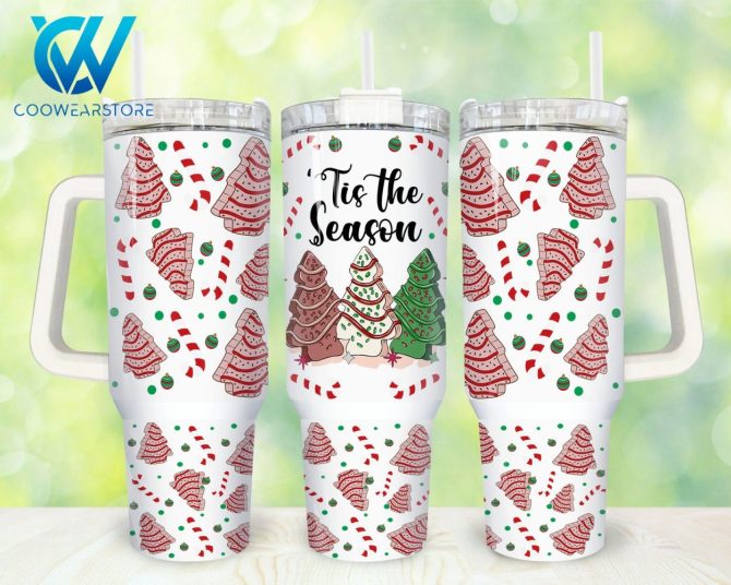 Christmas Tree Cakes Custom Stanley Quencher 40Oz Stainless Steel Tumbler With Handle