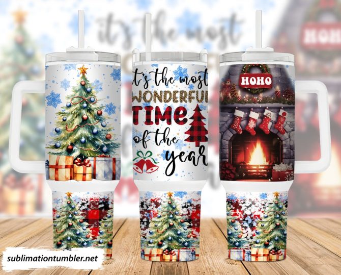 Christmas Tree Custom Stanley Quencher 40Oz Stainless Steel Tumbler With Handle