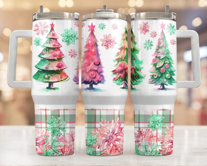 Christmas Trees Custom Stanley Quencher 40Oz Stainless Steel Tumbler With Handle