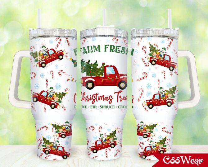 Christmas Truck Custom Stanley Quencher 40Oz Stainless Steel Tumbler With Handle