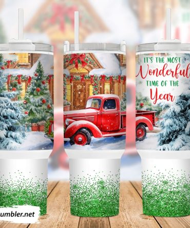 Christmas Truck Custom Stanley Quencher 40Oz Stainless Steel Tumbler With Handle