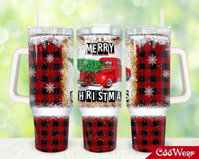 Christmas Truck Custom Stanley Quencher 40Oz Stainless Steel Tumbler With Handle