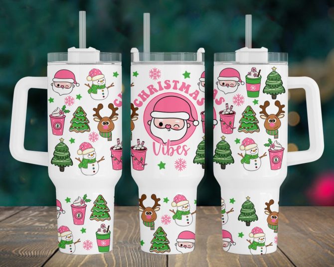 Christmas Vibes Custom Stanley Quencher 40Oz Stainless Steel Tumbler With Handle