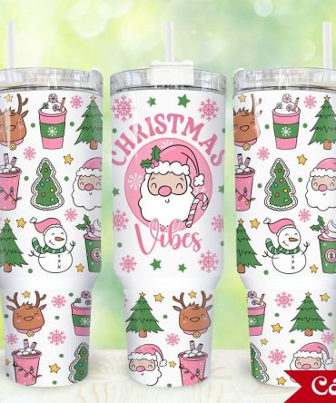 Christmas Vibes Custom Stanley Quencher 40Oz Stainless Steel Tumbler With Handle