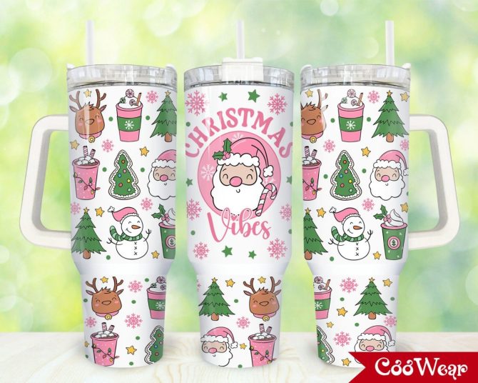 Christmas Vibes Custom Stanley Quencher 40Oz Stainless Steel Tumbler With Handle