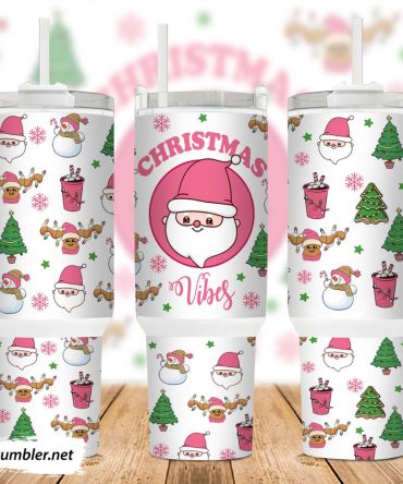 Christmas Vibes Custom Stanley Quencher 40Oz Stainless Steel Tumbler With Handle