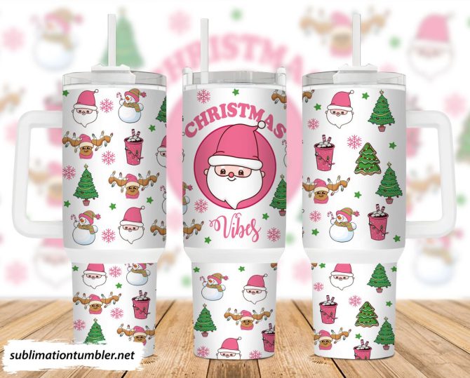 Christmas Vibes Custom Stanley Quencher 40Oz Stainless Steel Tumbler With Handle