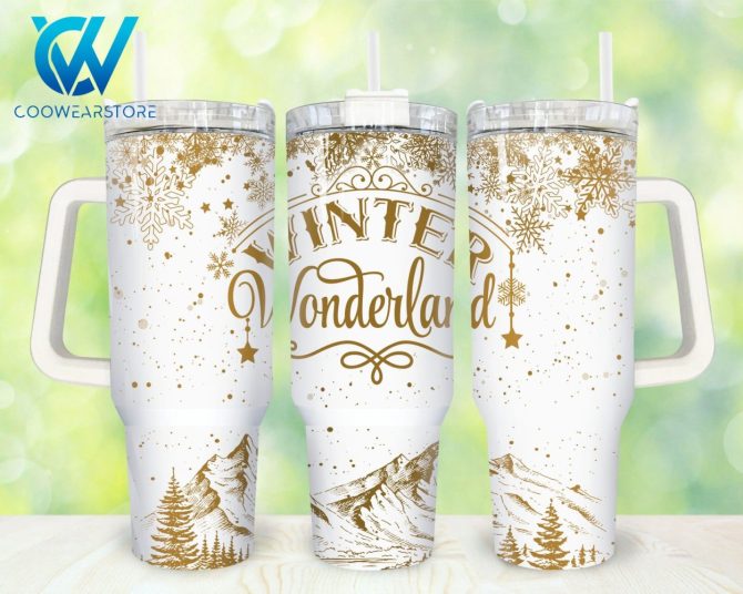 Christmas Winter Wonderland Custom Stanley Quencher 40Oz Stainless Steel Tumbler With Handle