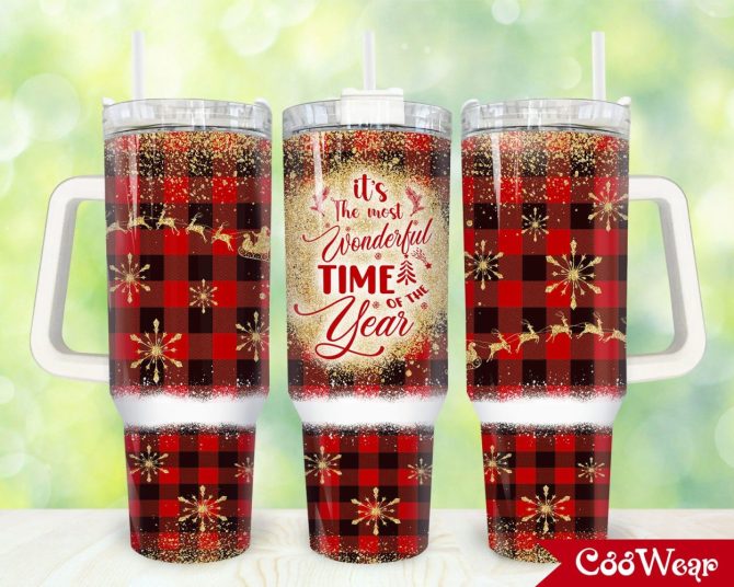 Christmas Wonderful Time Custom Stanley Quencher 40Oz Stainless Steel Tumbler With Handle