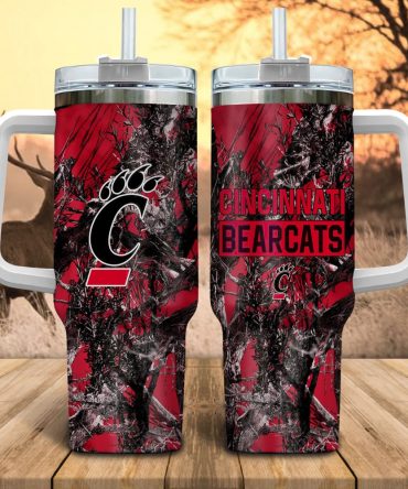 Cincinnati Bearcats Ncaa Hunting Custom Stanley Quencher 40Oz Stainless Steel Tumbler With Handle