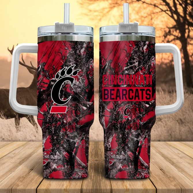 Cincinnati Bearcats Ncaa Hunting Custom Stanley Quencher 40Oz Stainless Steel Tumbler With Handle