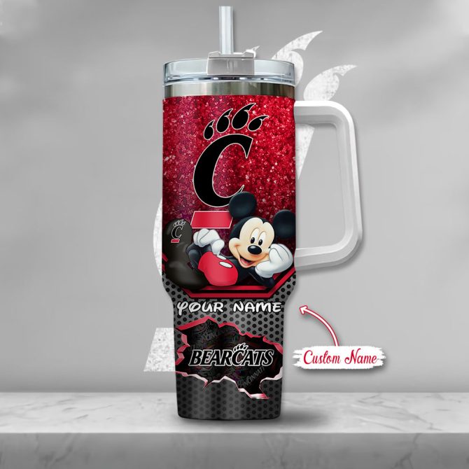 Cincinnati Bearcats Ncaa Mickey Mouse Custom Stanley Quencher 40Oz Stainless Steel Tumbler With Handle - Image 2