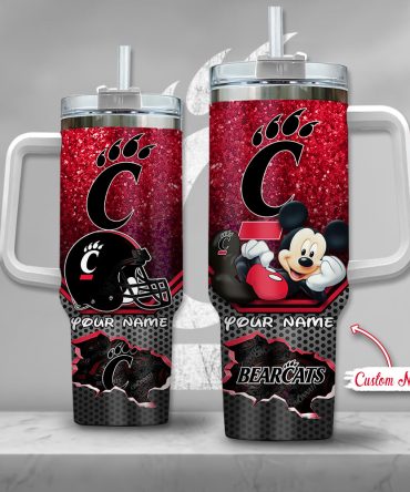Cincinnati Bearcats Ncaa Mickey Mouse Custom Stanley Quencher 40Oz Stainless Steel Tumbler With Handle