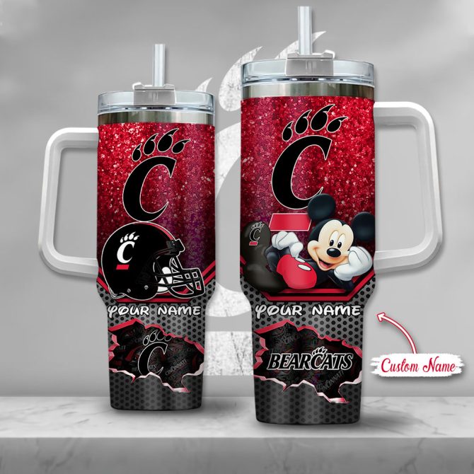 Cincinnati Bearcats Ncaa Mickey Mouse Custom Stanley Quencher 40Oz Stainless Steel Tumbler With Handle
