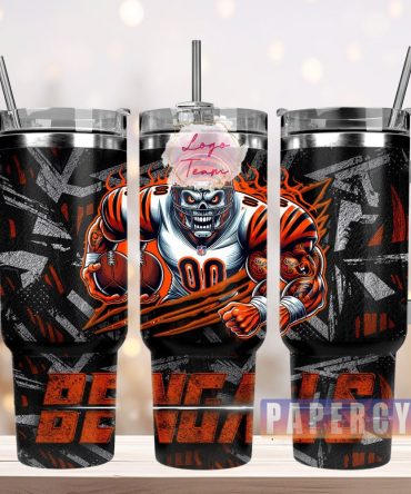Cincinnati Bengals Custom Stanley Quencher 40Oz Stainless Steel Tumbler With Handle