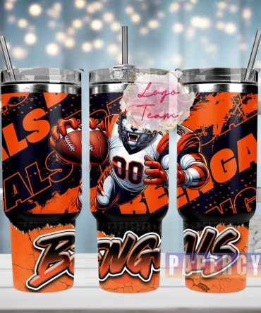 Cincinnati Bengals Custom Stanley Quencher 40Oz Stainless Steel Tumbler With Handle