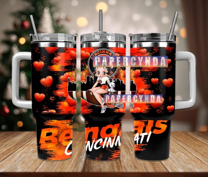 Cincinnati Bengals Custom Stanley Quencher 40Oz Stainless Steel Tumbler With Handle