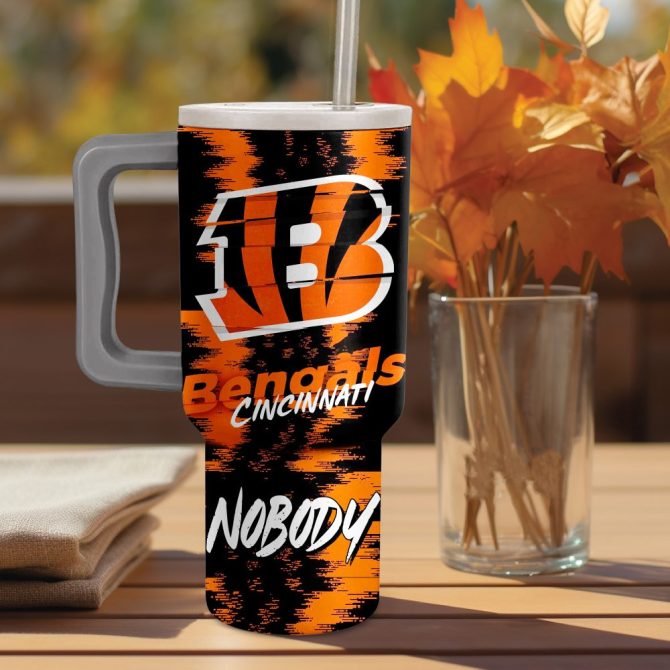 Cincinnati Bengals Custom Stanley Quencher 40Oz Stainless Steel Tumbler With Handle - Image 3