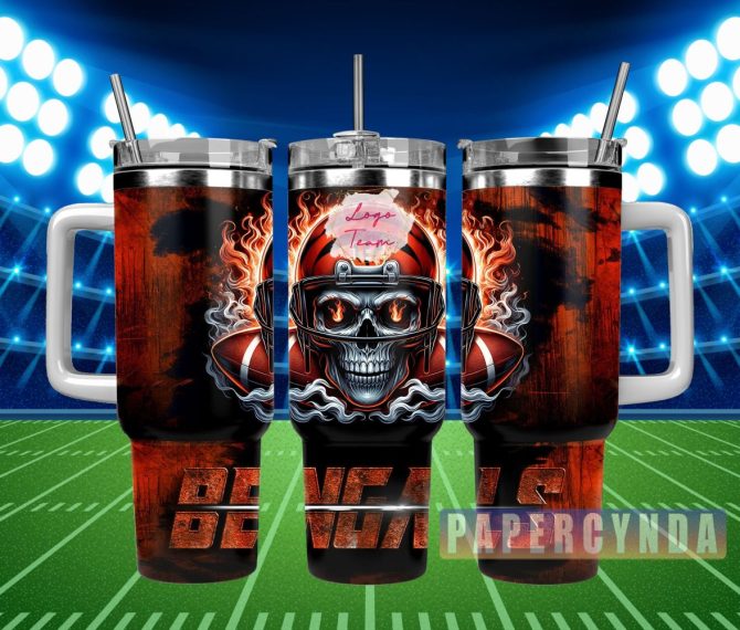 Cincinnati Bengals Custom Stanley Quencher 40Oz Stainless Steel Tumbler With Handle