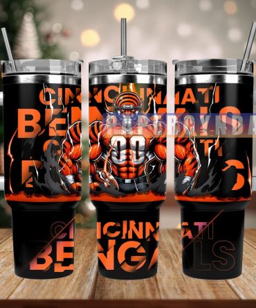Cincinnati Bengals Custom Stanley Quencher 40Oz Stainless Steel Tumbler With Handle