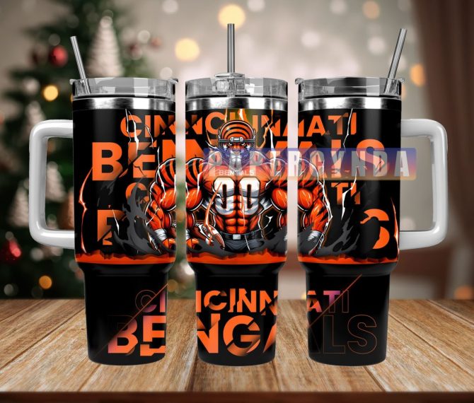 Cincinnati Bengals Custom Stanley Quencher 40Oz Stainless Steel Tumbler With Handle