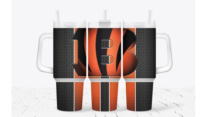Cincinnati Bengals Football Nfl Custom Stanley Quencher 40Oz Stainless Steel Tumbler With Handle